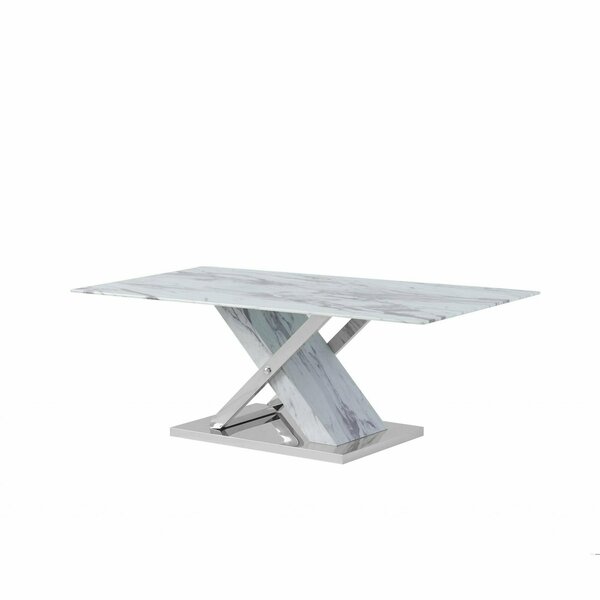 Homeroots Elegant Marble Glass Top Coffee Table 383820